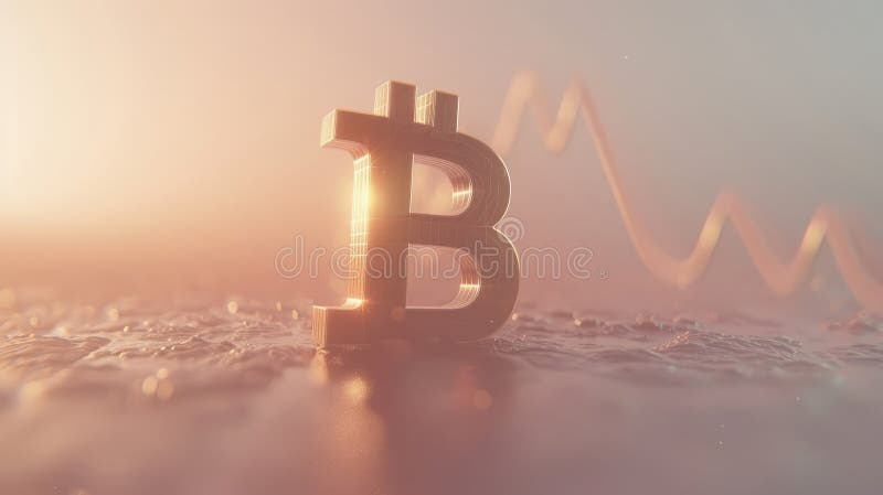 Gran símbolo de bitcoin en tonos pastel fotos de archivo libres de regalías