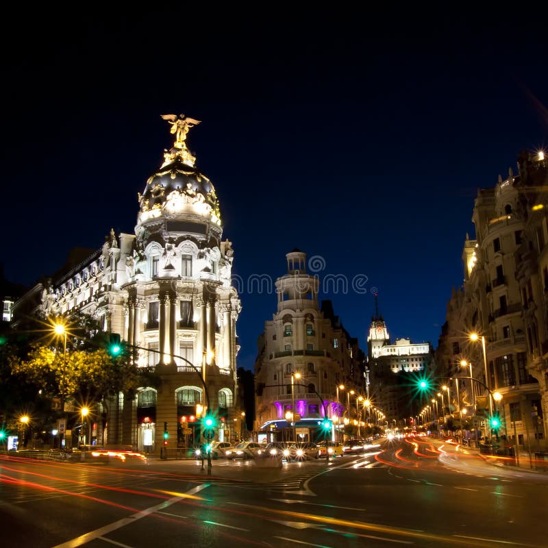 Gran via street in Madrid, Spain