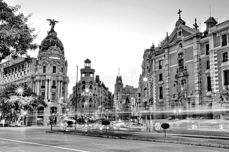 Gran Via street in Madrid, Spain