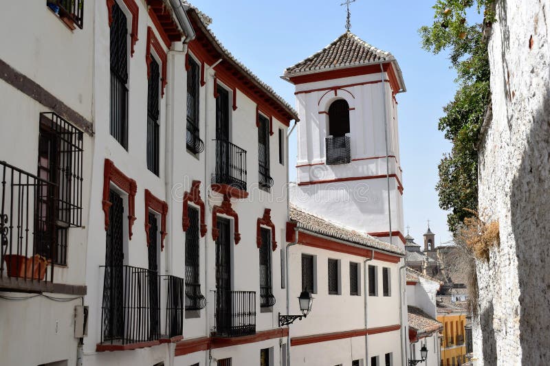 Granada great historic city of Spain-Andalusia, Old Town. Beautiful view on church-Plaza San Gregorio.