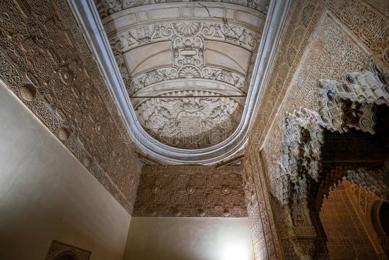 Hall of Muqarnas at Nasrid Palaces of Alhambra - Granada, Spain ...