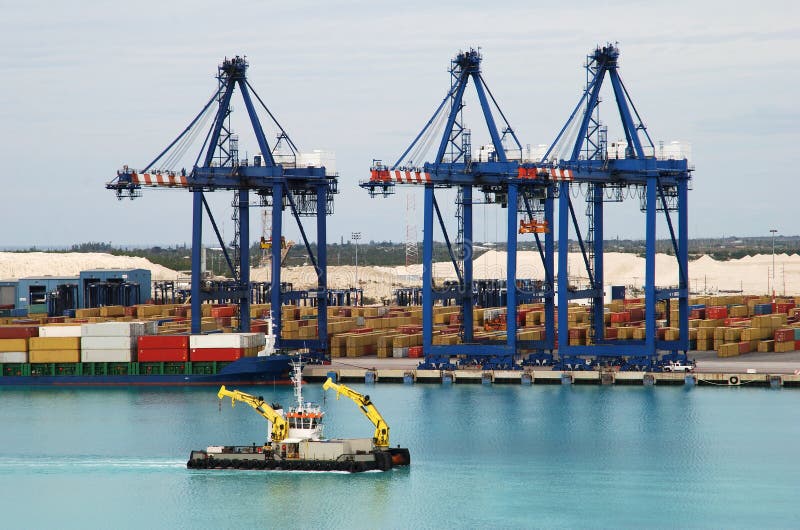 Shipping Yard in the Bahamas Stock Photo Image of loading, import
