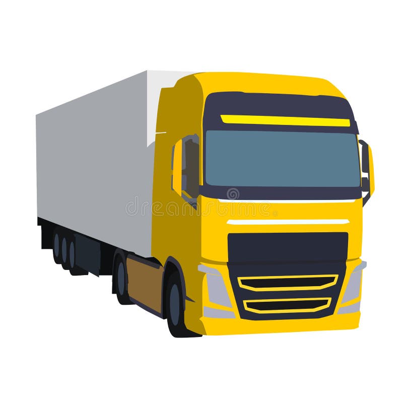 Grand camion jaune tirant la charge, illustration de vecteur illustration libre de droits Grand camion jaune tirant la charge, illustration de vecteur illustration libre de droits