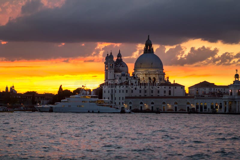 Basilica Santa Maria della salute at sunset, Venice