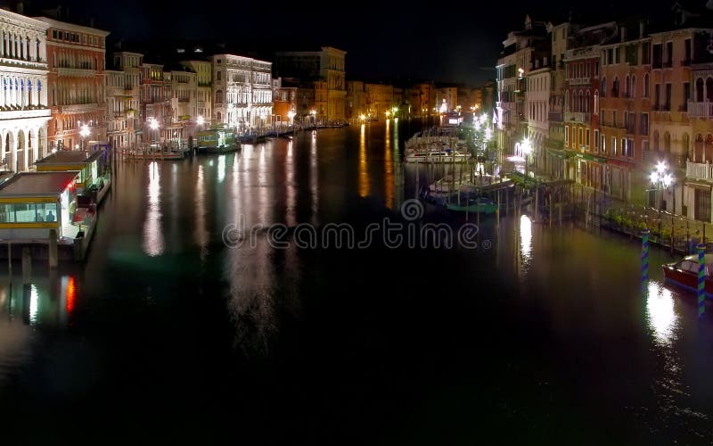 Grand canal at night. Venice stock photo