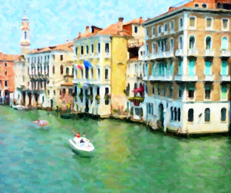Grand Canal, Venecia; Estilo de la pintura al óleo fotografía de archivo libre de regalías Grand Canal, Venecia; Estilo de la pintura al óleo fotografía de archivo libre de regalías