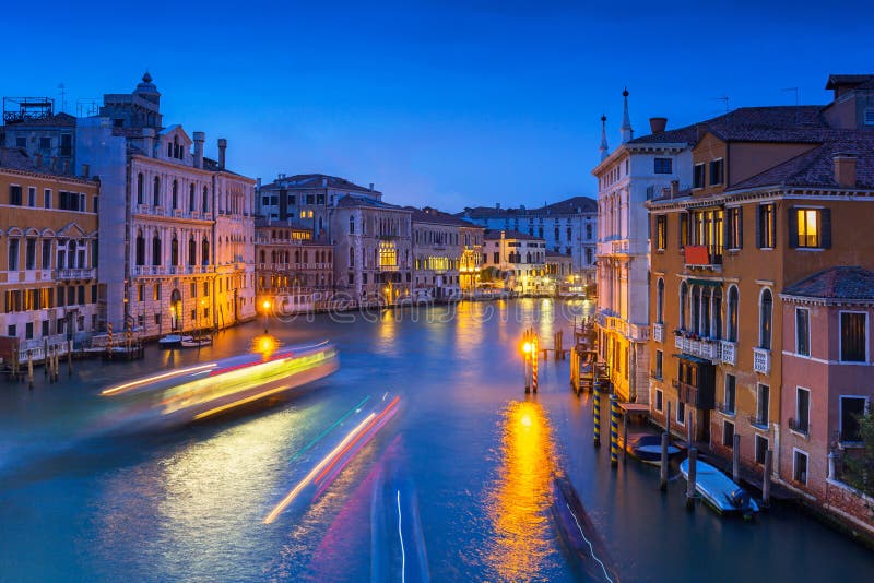 Grand Canal of Venice City with Beautiful Architecture at Night, Italy ...