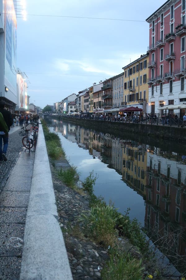Via Bernardo Da Canal Milano Grand Canals of Milan.Porta Genova Editorial Stock Image - Image of