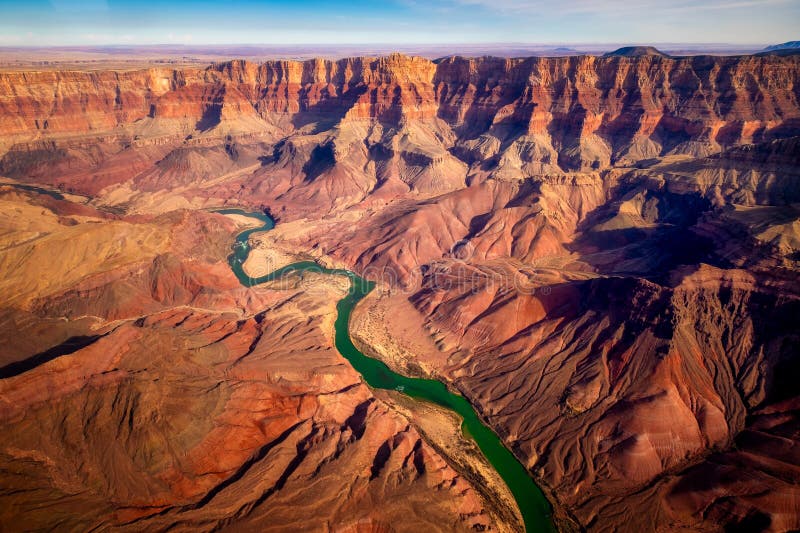 Grand canyon aerial view with Colorado river, USA royalty free stock photography