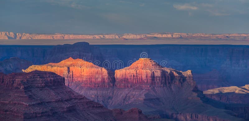 Grand Canyon, Arizona, scenery, profiled on sunset sky