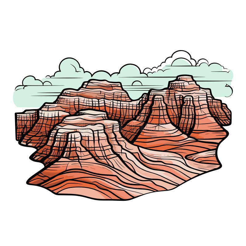 Grand Canyon. Grand Canyon Hand-drawn Comic Illustration. Vector Doodle