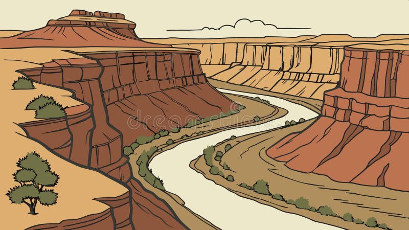 Grand Canyon landscape, dramatic desert scenery vector design Generative AI stock illustration