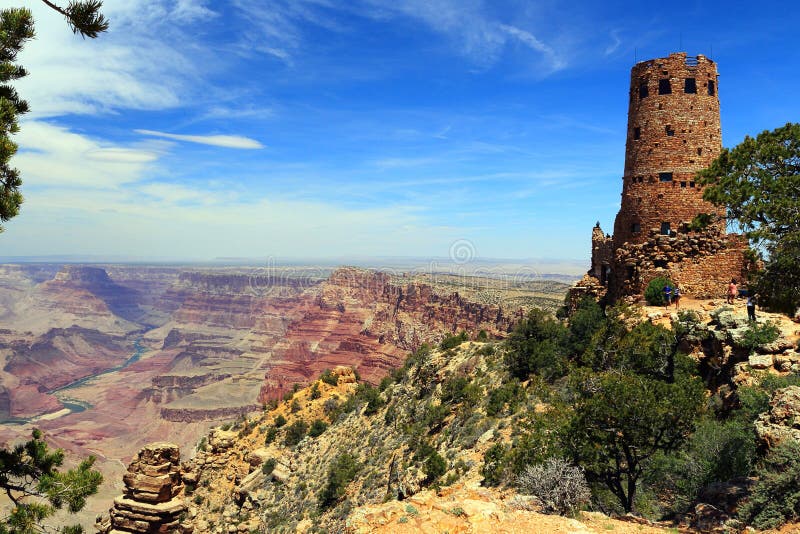 Grand Canyon National Park, Arizona, EUA - Torre de Vigilância Histórica no Desert View imagem de stock Grand Canyon National Park, Arizona, EUA - Torre de Vigilância Histórica no Desert View imagem de stock