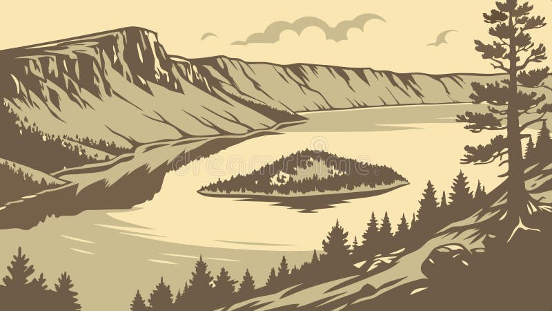 Grand canyon vista, dramatic desert landscape scenery. vector design Generative AI vector illustration