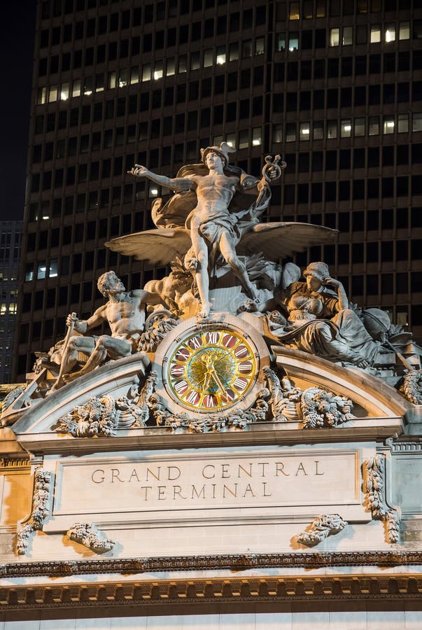 Grand Central slutlig klocka vid natt, New York royaltyfria bilder Grand Central slutlig klocka vid natt, New York royaltyfria bilder