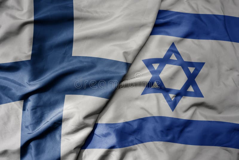 Grand drapeau national coloré de la finlande et drapeau national d'israël photo libre de droits