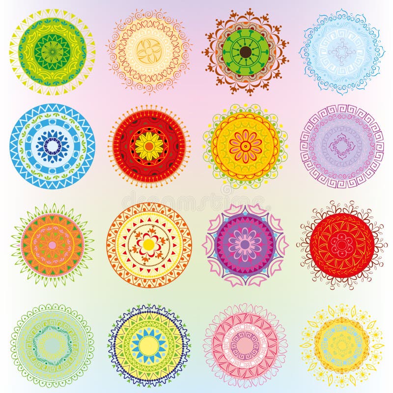 Grand ensemble avec les ornements colorés illustration de vecteur Grand ensemble avec les ornements colorés illustration de vecteur