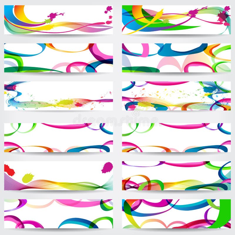 Grand ensemble de bannières colorées abstraites de Web illustration libre de droits Grand ensemble de bannières colorées abstraites de Web illustration libre de droits