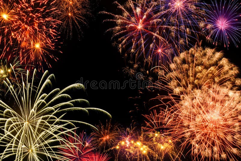 Grand fireworks display stock photography