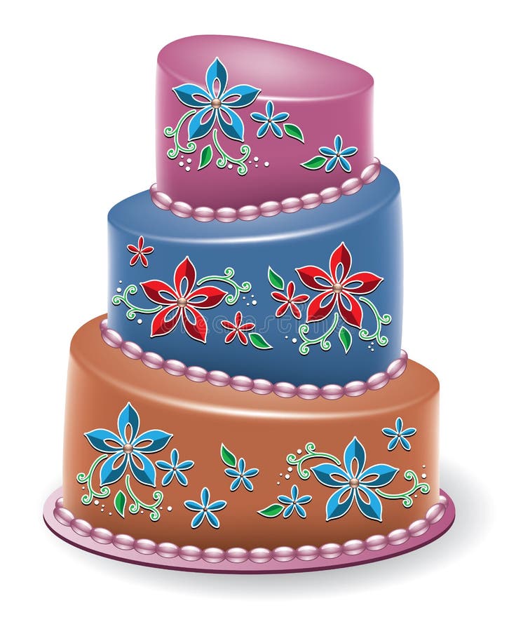 Grand gâteau floral illustration de vecteur Grand gâteau floral illustration de vecteur