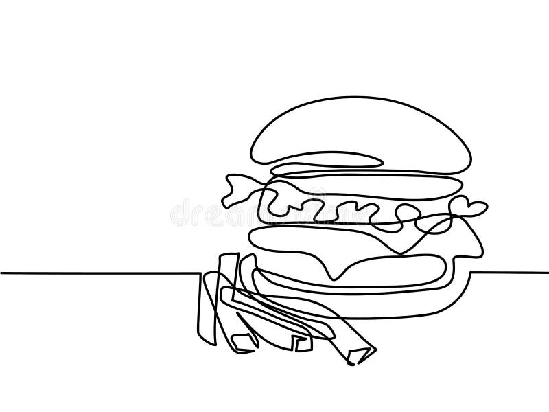 Grand Hamburger De Pommes Frites Illustration De Vecteur Illustration Du Dessine Dessin