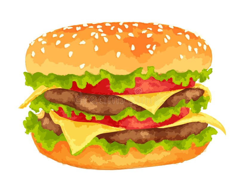 Grand hamburger sur le fond blanc illustration libre de droits Grand hamburger sur le fond blanc illustration libre de droits