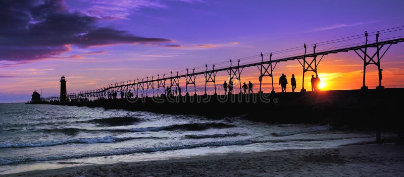 Grand Haven Lighthouse - Sunset silhouette