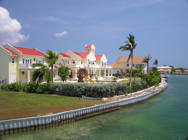 Grand Homes Along the Water on Grand Cayman 2 Stock Image Image of