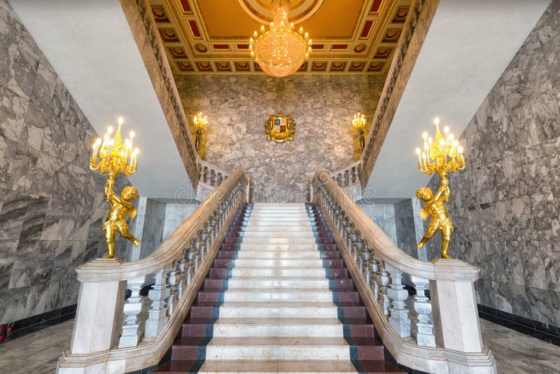 Grand marble staircase.