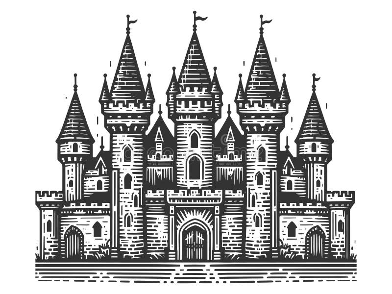 Medieval Castle engraving vector illustration vector illustration