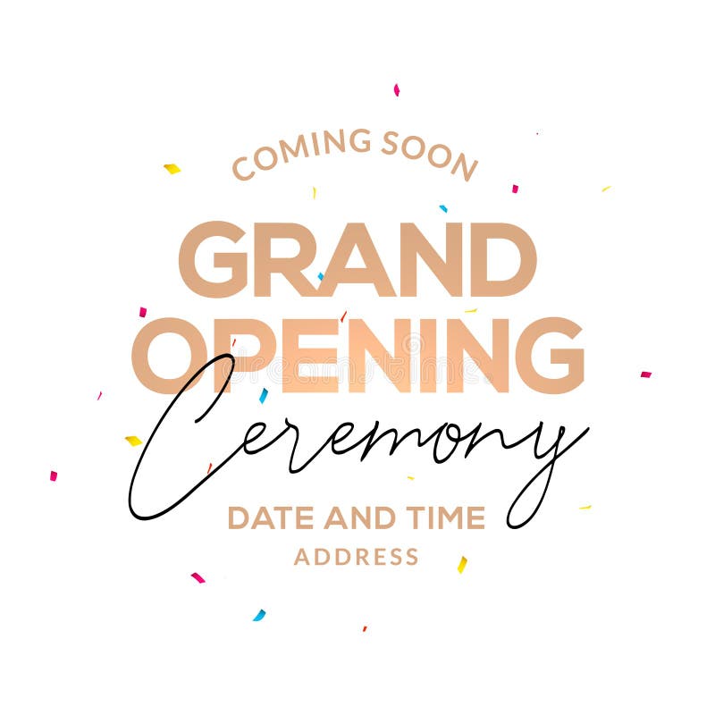 Grand Opening ceremony poster concept invitation. Grand opening event decoration party template vector illustration