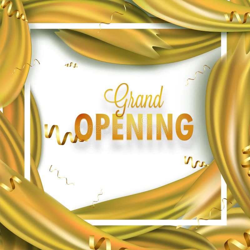 Grand Opening Ceremony Poster Design with Golden Ribbon. Stock Illustration  - Illustration of decorative, header: 115134695