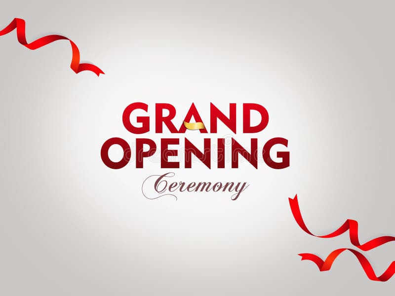 Grand Opening Ceremony, with Red Ribbon Isolated on White Background  Illustration Stock Illustration - Illustration of mall, invitation:  152954416