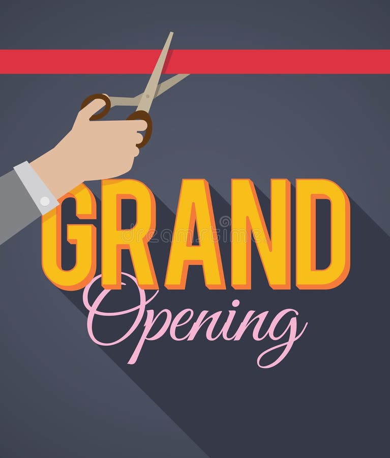 Grand opening banner stock vector. Illustration of scissor - 10540289