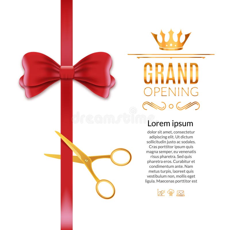 Grand Opening Red and Bow. Open Ceremony Scissor Background Stock Vector - Illustration of beginning, 83080450