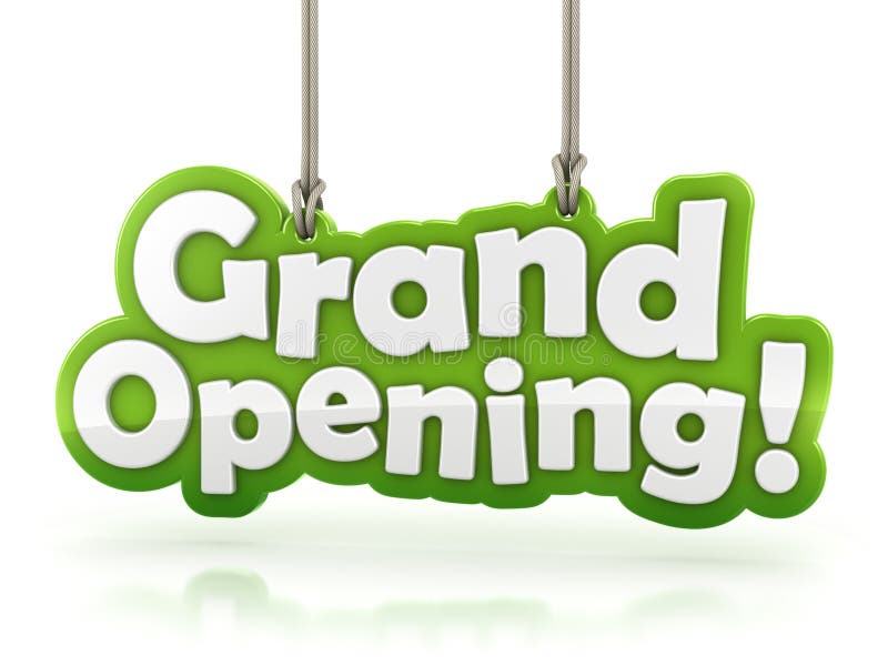 Grand Opening Text Hanging On White Background Stock Illustration