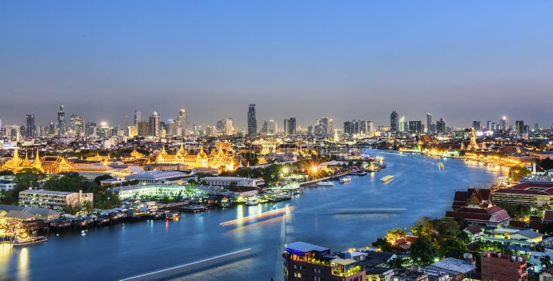 Grand palace at twilight in Bangkok