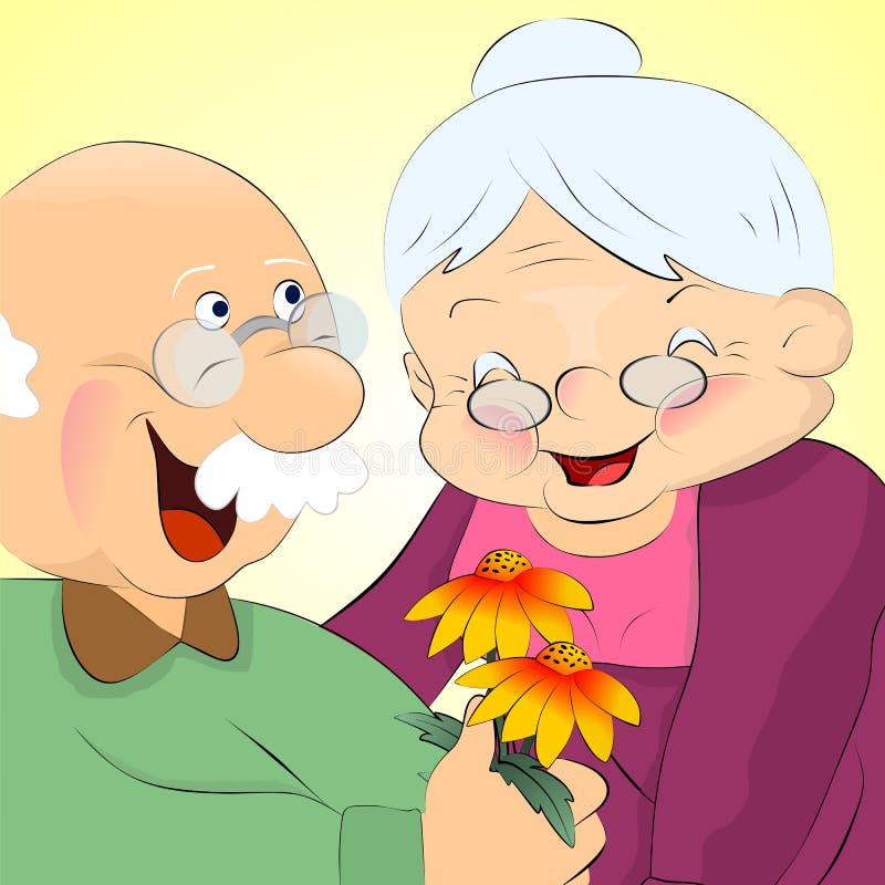 Grand parents romance stock illustration. Illustration of portrait