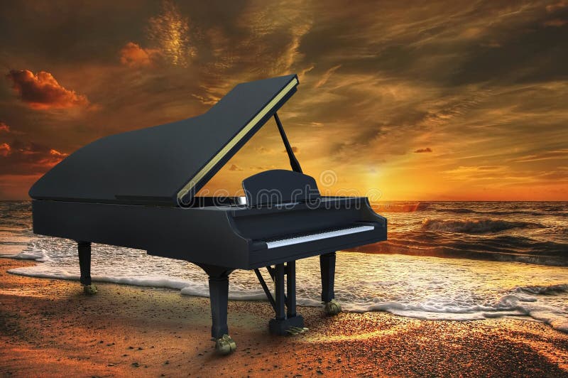 seriamente dictador Conjugado Grand Piano, Ocean, Sea, Music, Nature Stock Image - Image of musical,  concept: 168458487