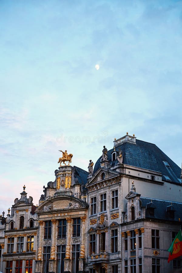 Grand Place buildings at sunset royalty free stock images Grand Place buildings at sunset royalty free stock images