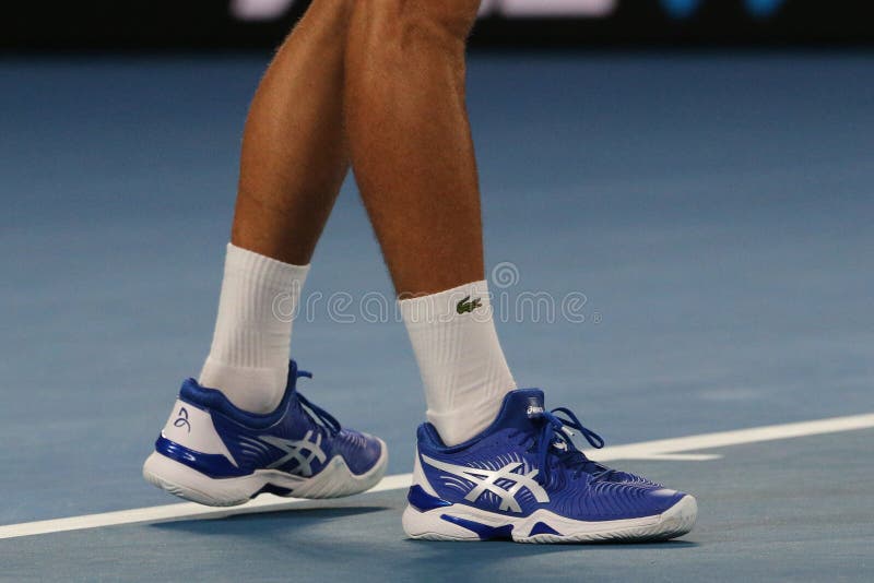 Grand Slam Champion Novak Djokovic of Serbia Wears Custom Asis Tennis Shoes  during His Final Match at 2019 Australian Open Editorial Stock Image -  Image of arena, players: 139692119