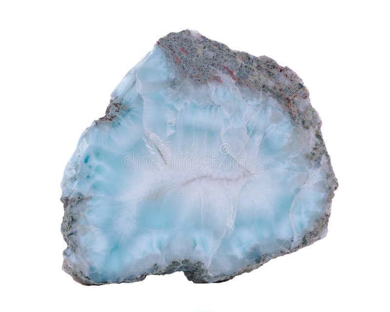 Rare Large Caribbean Blue Larimar Free Form Specimen from Dominican Republic, isolated on white background. Pectolite mineral class. Stefilia`s Stone. Rare Large Caribbean Blue Larimar Free Form Specimen from Dominican Republic, isolated on white background. Pectolite mineral class. Stefilia`s Stone.