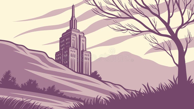 Grand Structure on Hill Majestic Architecture Landmark Wector Design Generative AI ilustracji