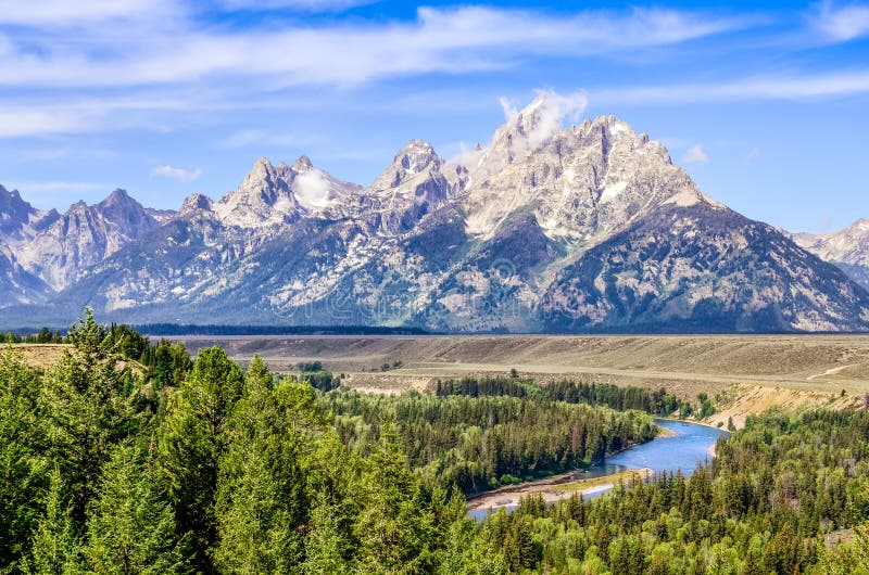 Grand Teton Mountains Scenic View With Snake River Stock Photo Image
