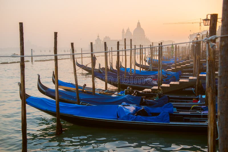 Grand Ð¡hannel with gondolas at sunset, Venice, Italy.