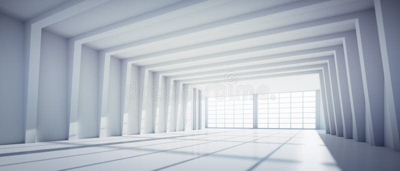 Grande armazém industrial branco vazio ilustração stock Grande armazém industrial branco vazio ilustração stock