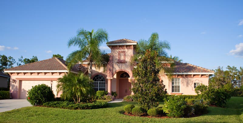 Grande casa tropical em florida fotos de stock Grande casa tropical em florida fotos de stock