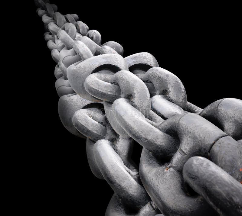 Grande catena dell'acciaio su fondo nero fotografia stock libera da diritti Grande catena dell'acciaio su fondo nero fotografia stock libera da diritti