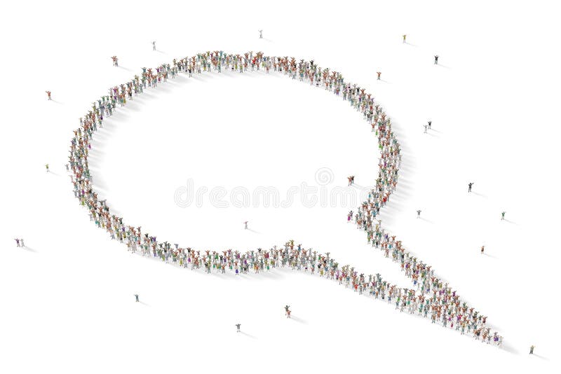 Grande grupo de pessoas na forma de uma bolha do discurso imagem de stock royalty free Grande grupo de pessoas na forma de uma bolha do discurso imagem de stock royalty free