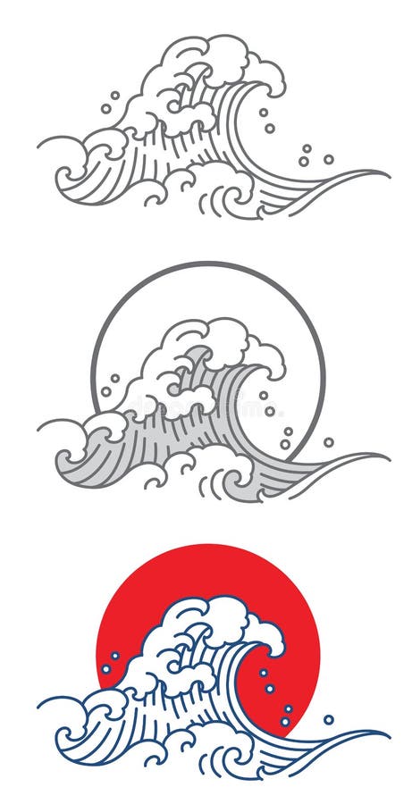 Grande icona di vettore dell'oceano dell'onda nello stile di arte del Giappone